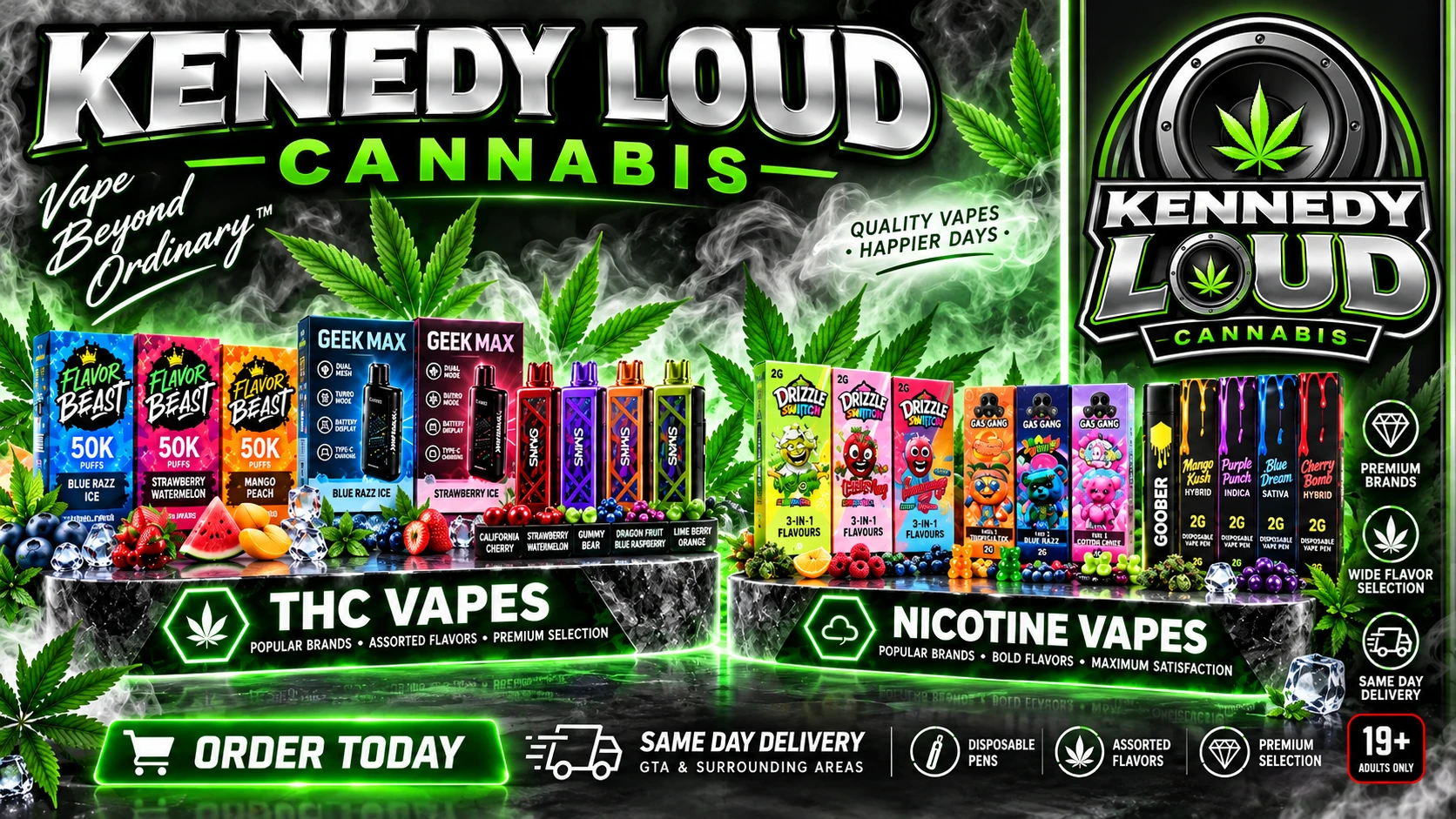 Kennedy Loud Cannabis nicotine vapes and THC vapes Kennedy Loud Cannabis in Hillcrest Avenue, Brampton — nicotine vapes and THC vapes